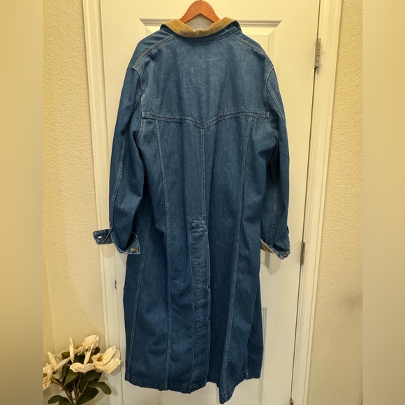 Levis Vintage Clothing 80's Cowboy Duster | Denim Trench | Large Western in Blue - Picture 2 of 2